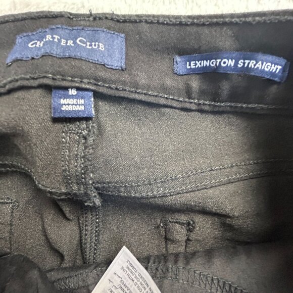 Charter Club Women Tummy Slimming Lexington Straight Leg Black Pants Size 16 New - Picture 4 of 12